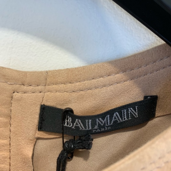 Balmain Pale Pink Suede Leather Top Size FR 38 - Picture 9 of 12